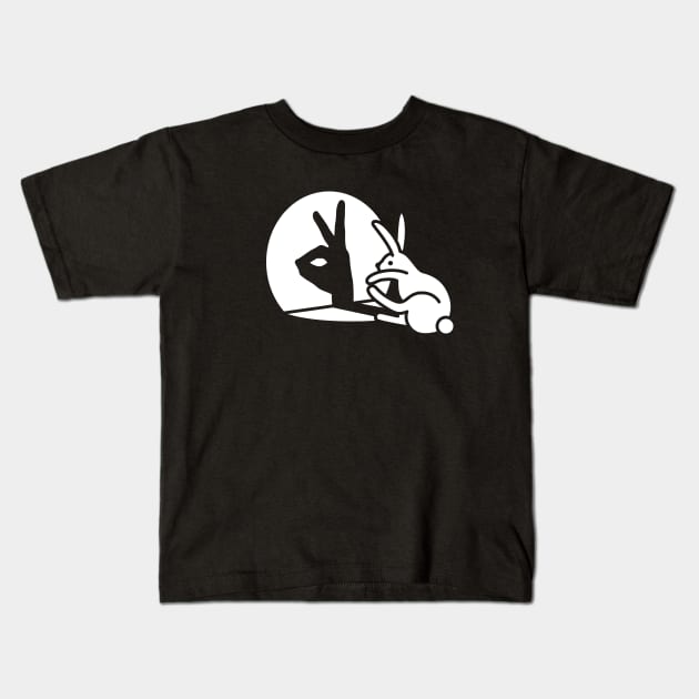 Funny Rabbit hand shadow projection bunny hare pop art Kids T-Shirt by LaundryFactory